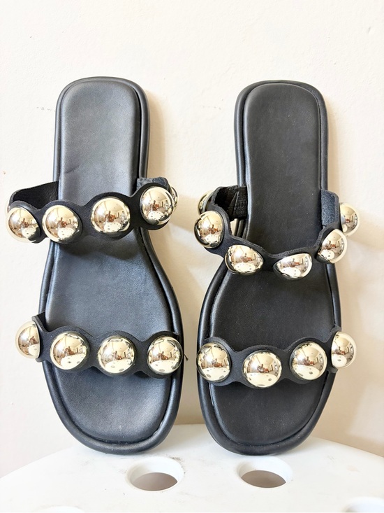 Target Shoes - Target Black Slide Sandals with Gold Dome Studs